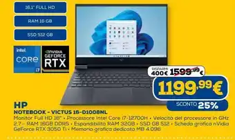 Euronics Notebook hp victus 16-d1008nl offerta