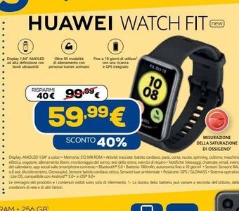 Euronics Huawei watch fit offerta