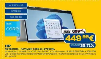 Euronics Notebook hp - pavilion x360 14-dy000nl offerta