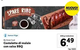 Lidl My Street Food Costolette di maiale con salsa BBQ 600 g offerta