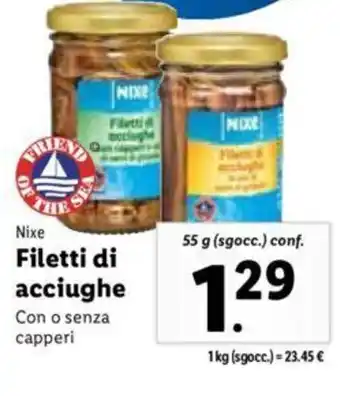 Lidl Nixe Filetti d acciughe 55 g offerta