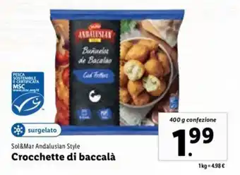Lidl Sol&Mar Andalusian Style Crocchette di baccalà 400 g offerta