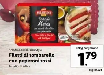 Lidl Sol&Mar Andalusian Style Filetti di tombarello con peperoni rossi 120 g offerta
