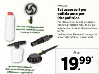 Lidl Parkside Set accessori per pulizia auto per idropulitrice offerta
