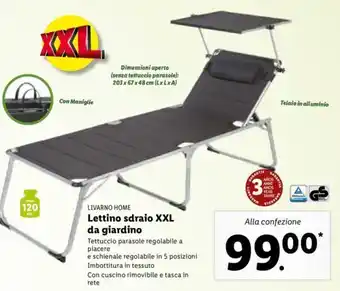 Lidl Livarno Home Lettino sdraio XXL da giardino offerta