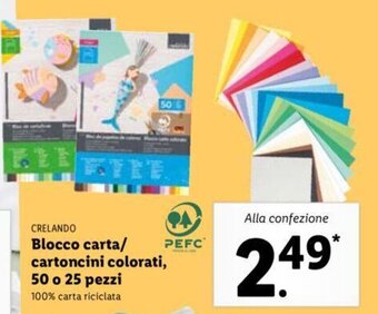 Lidl Crelando Blocco carta/cartoncini colorati, 50 o 25 pezzi offerta