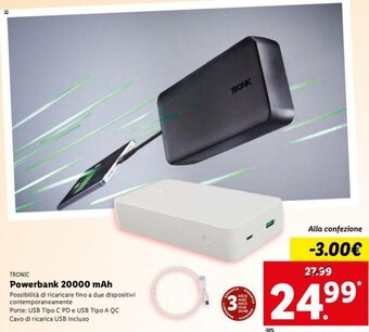 Lidl Tronic Powerbank 20000 mAh offerta