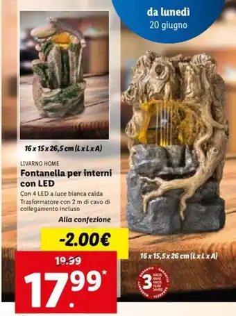 Lidl Livarno Home Fontanella per interni con LED offerta