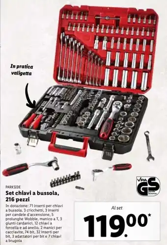 Lidl Parkside Set chiavi a bussola, 216 pezzi offerta