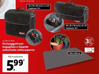 Lidl Ultimate Speed Portaoggetti per bagagliaio o tappeto antiscivolo catturasporco offerta