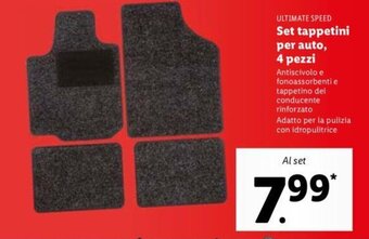 Lidl Ultimate Speed Set tappetini per auto, 4 pezzi offerta