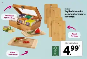 Lidl Ernesto Taglieri da cucina o contenitore per tè in bambù offerta