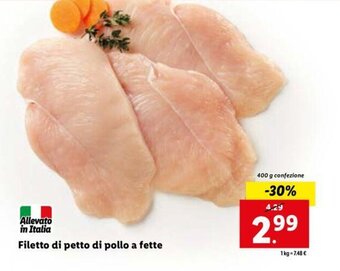 Lidl Filetto di petto di pollo a fette 400 g offerta