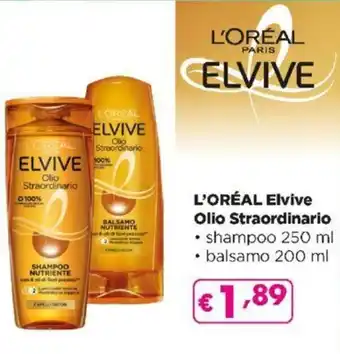 Acqua & Sapone L'Oréal Elvive Olio Straordinario shampoo 250 ml/balsamo 200 ml offerta