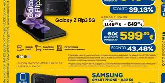 Euronics Galaxy z flip3 5g 8 gb ram - 128 gb offerta