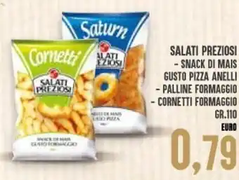 Iper Pellicano Salati Preziosi,Snack Di Mais Gusto Pizza Anelli,Palline Formaggio, Cornetti Formaggio Gr.110 offerta