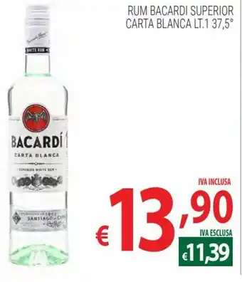 Bacardí Rum Superior carta blanca 1 lt. 37,5°
