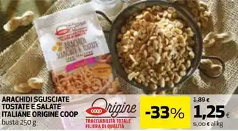 Coop Coop Origine Arachidi sgusciate tostate e salate italiane 250 g offerta