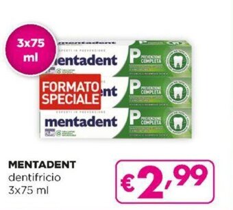 Acqua & Sapone Mentadent dentifricio 3x75 ml offerta