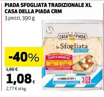 Coop Piada sfogliata tradizionale xl casa della piada crm 3 pezzi 390g offerta