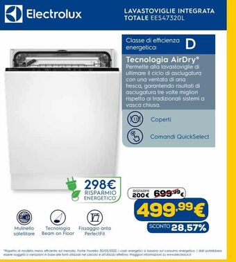 Euronics Electrolux lavastoviglie integrata totale ees47320l offerta
