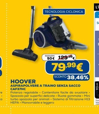 Hoover aspirapolvere a traino senza sacco caf37hc