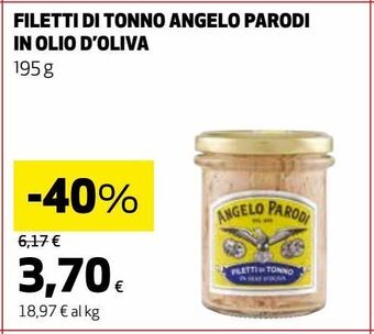 Ipercoop Filetti di tonno angelo parodi in olio d'oliva offerta