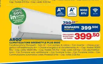 Euronics Climatizzatore argo greenstyle plus 9000 offerta