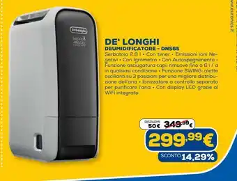 Euronics De' longhi deumidificatore - dns65 offerta