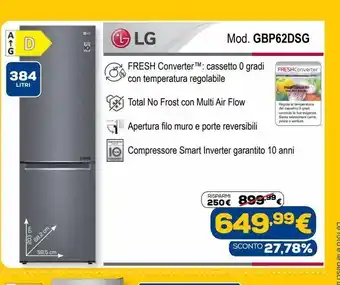 Euronics Frigorifero lg mod. gbp62dsg offerta