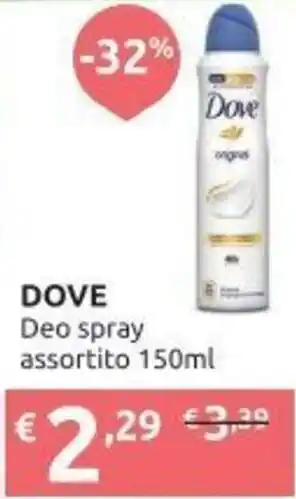 Ipersoap Dove Deo spray assortito 150ml offerta
