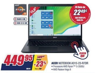 Trony Acer Notebook A315-23-R7DR offerta
