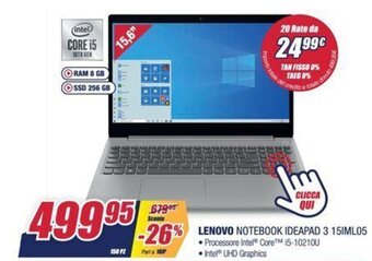 Trony Lenovo Notebook Ideapad 3 15IML05 offerta
