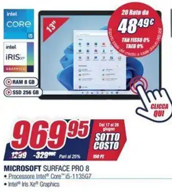 Trony Microsoft Surface Pro 8 offerta