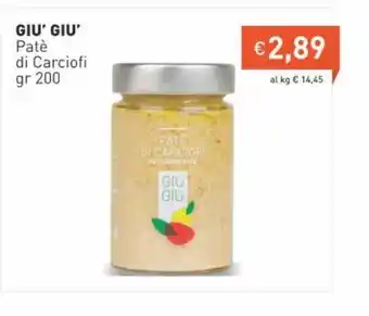 Prezzemolo e Vitale Giu'Giu Patè di Carciofi 200g offerta