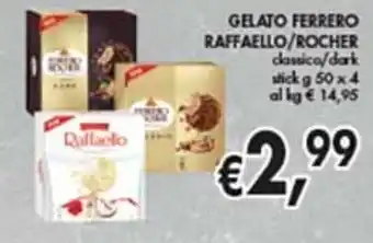 èccoMI Ferrero Raffaello/Rocher Gelato classico/dark stick g 50 x 4 offerta
