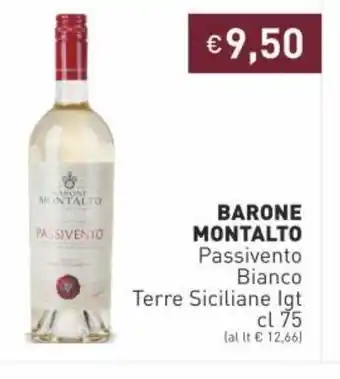 Prezzemolo e Vitale Barone Montalto Passivento Bianco Terre Siciliane lgt cl 75 offerta