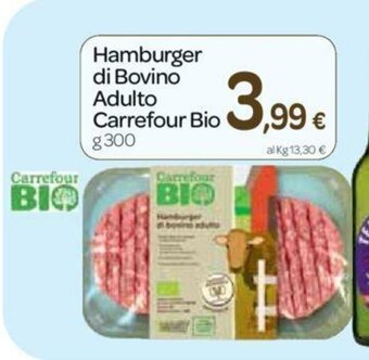 Carrefour Carrefour Bio Hamburger di Bovino Adulto 300g offerta