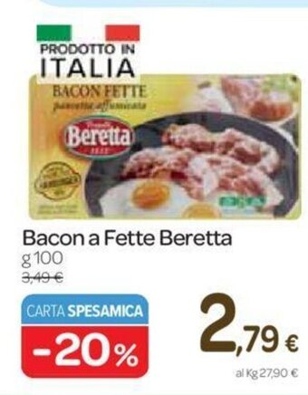 Carrefour Beretta Bacon a Fette 100g offerta