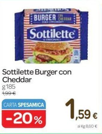 Carrefour Sottilette Burger con Cheddar 185g offerta