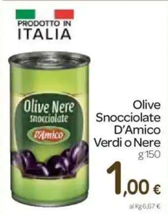 Carrefour D'Amico Olive Snocciolate Verdi o Nere 150g offerta
