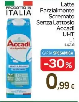 Carrefour Accadì latte Parzialmente Scremato Senza Lattosio UHT 1L offerta