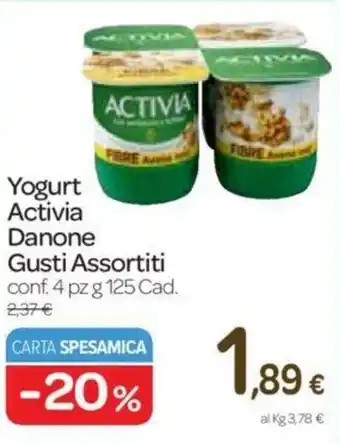Carrefour Danone Activia Yogurt Gusti Assortiti 4pz 125g offerta