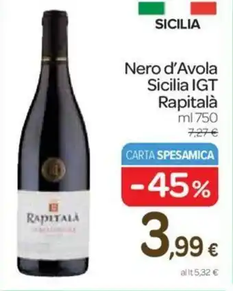 Carrefour Rapitalà Nero d'Avola Sicilia IGT 750ml offerta
