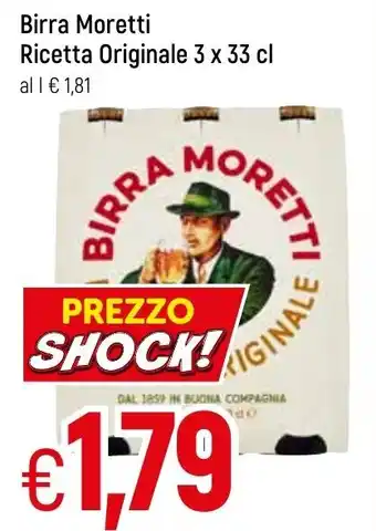 Famila Birra Moretti Ricetta Originale 3 x 33 cl offerta