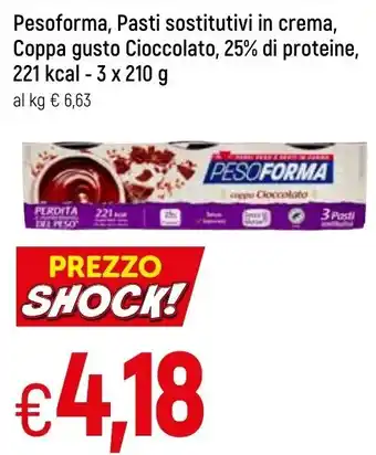 Famila Pesoforma,Pasti sostitutivi in crema,Coppa gusto Cioccolato, 25% di proteine,221 kcal-3 x 210 g offerta