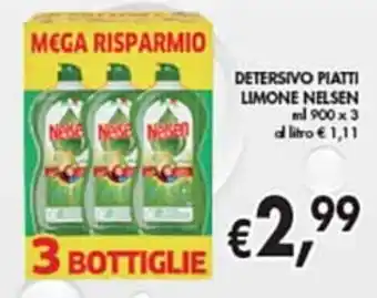 èccoMI Nelsen Detersivo Piatti Limone ml 900x3 offerta