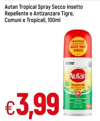 Famila Autan Tropical Spray Secco Insetto Repellente e Antizanzare Tigre,Comuni e Tropicali, 100 ml offerta