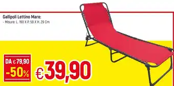 Famila Gallipoli Lettino Mare: 190 x 58 x 29 cm offerta