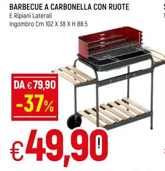 Famila Barbecue A Carbonella Con Route 102 x 38 x 88.5 cm offerta